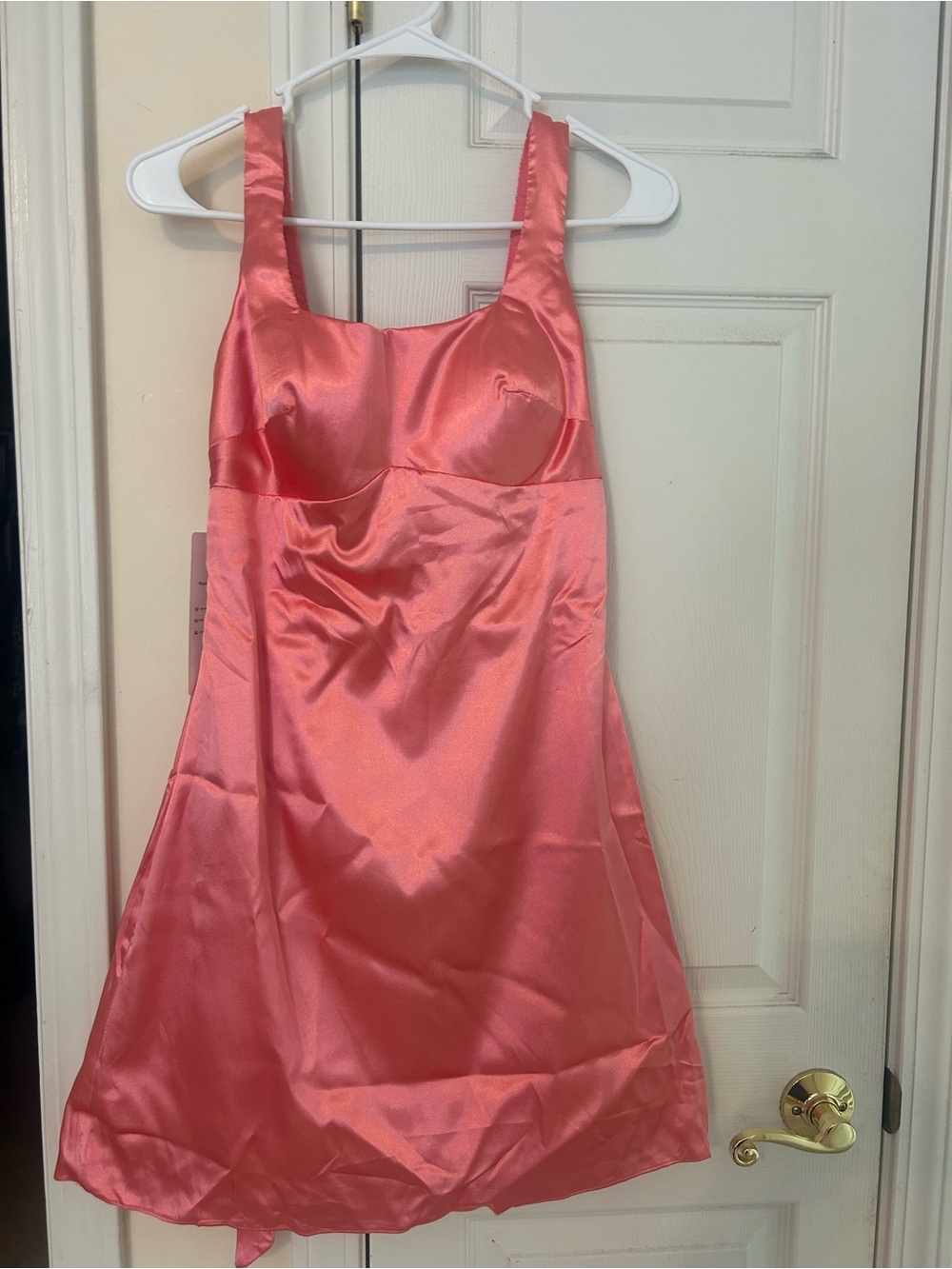 Satin Slip Dress in Coral Pink